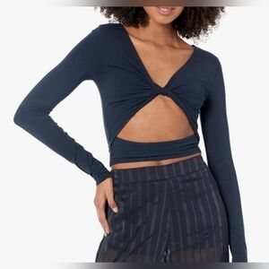 The Drop Women's Sky Captain Front Twist Knit Top @signedblake Black Size L NWT